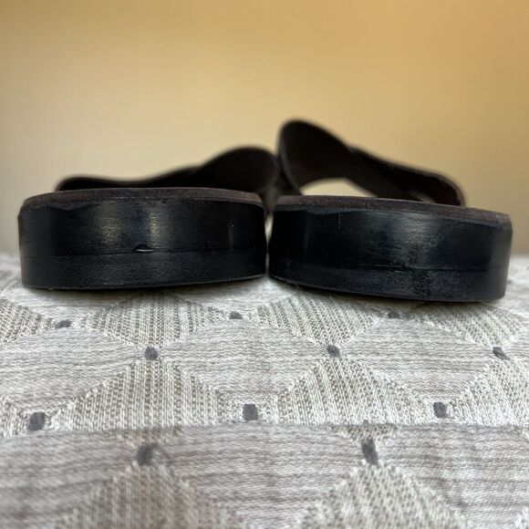 Jerusalem Elan Dark Brown Stiff Leather Slide Sandal Men EU 47 US 13.5-14 - Picture 10 of 14